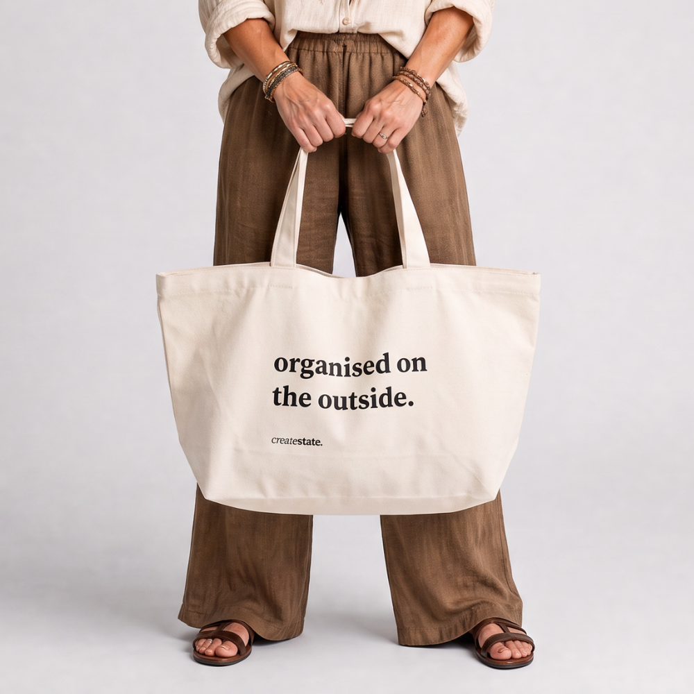 Organized Oversized Tote (Cream)